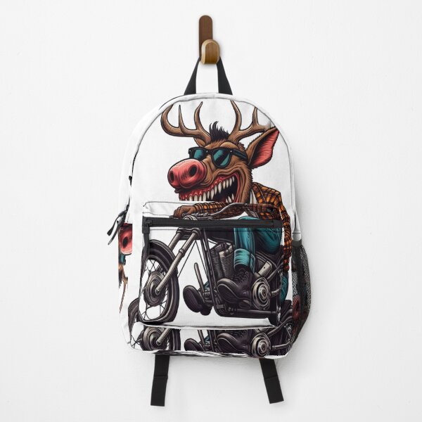 Item preview, Elk Riding Motorcycle Vintage Subversive Cartoon designed and sold by kustomart.
