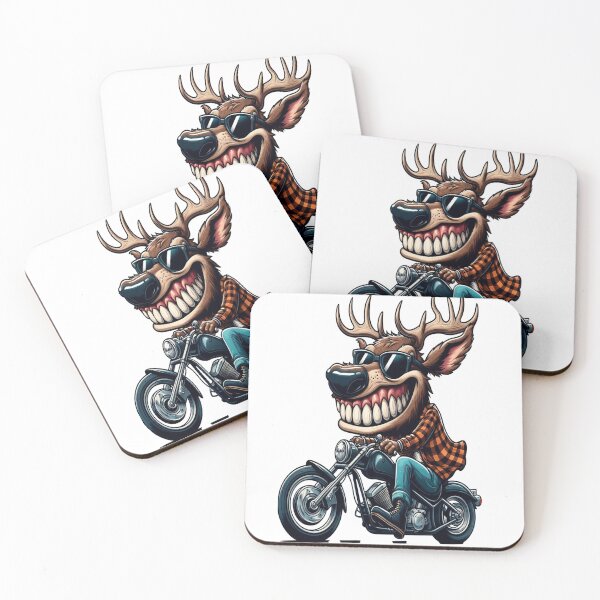 Item preview, Elk Riding Motorcycle  Vintage Subversive Cartoon designed and sold by kustomart.