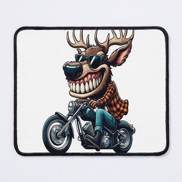 Item preview, Elk Riding Motorcycle Vintage Subversive Cartoon designed and sold by kustomart.
