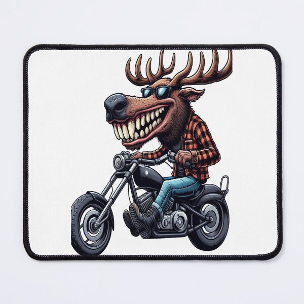 Item preview, Elk Riding Motorcycle Vintage Subversive Cartoon designed and sold by kustomart.