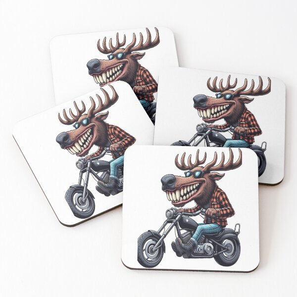 Item preview, Elk Riding Motorcycle  Vintage Subversive Cartoon designed and sold by kustomart.