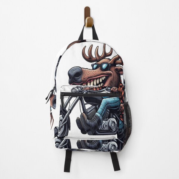 Item preview, Elk Riding Motorcycle Vintage Subversive Cartoon designed and sold by kustomart.