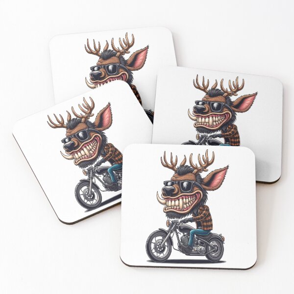 Item preview, Elk Riding Motorcycle  Vintage Subversive Cartoon designed and sold by kustomart.