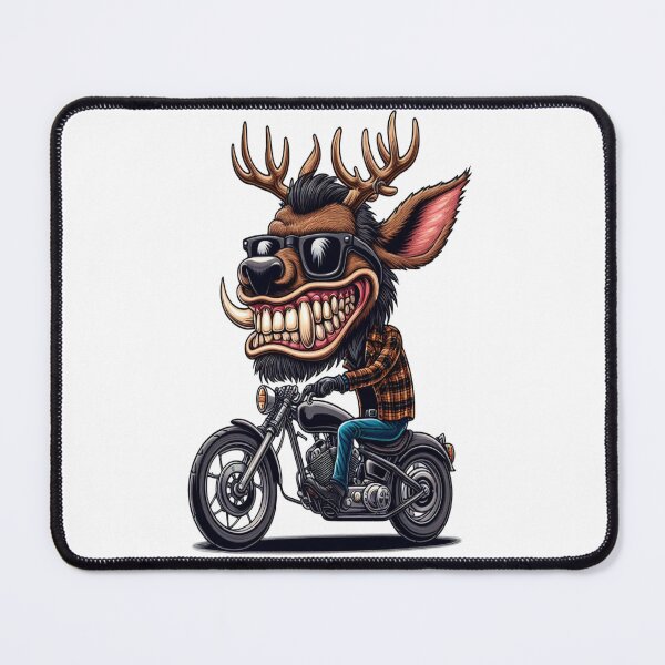 Item preview, Elk Riding Motorcycle Vintage Subversive Cartoon designed and sold by kustomart.