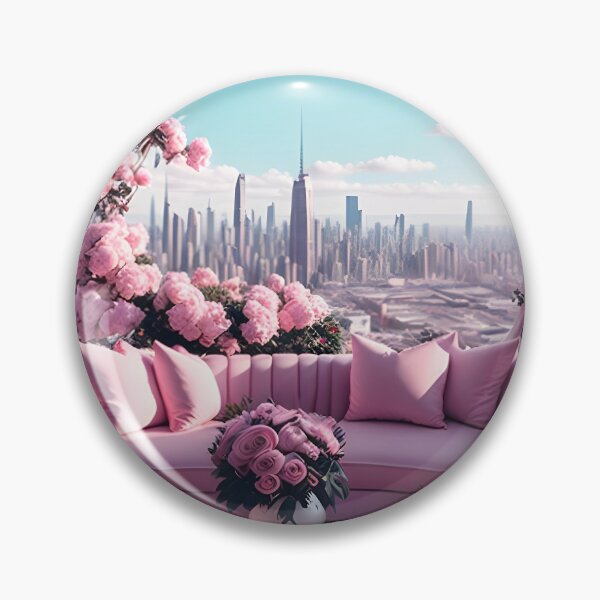 Artikelvorschau, Futuristisches Blumenwohnzimmer, KI-Kunst, rosa Pastellfarben, ÄSTHETISCH entworfen und verkauft von avis-aesthetic.
