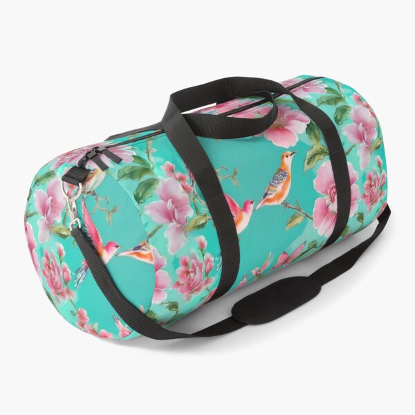 Item preview, Pink and turquoise chinoiserie flowers and birds designed and sold by SophieClimaArt.