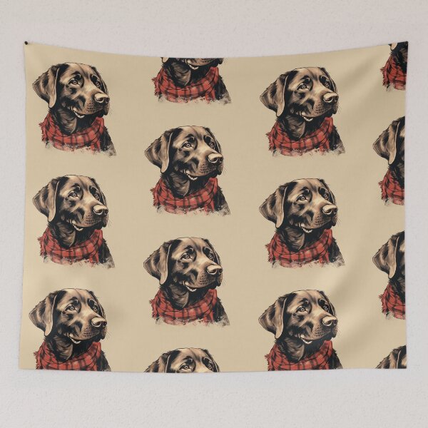 Item preview, Chocolate Labrador Christmas Plaid Watercolor designed and sold by rafaeltto.