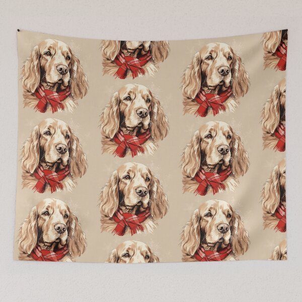 Item preview, Clumber Spaniel Christmas Plaid Watercolor designed and sold by rafaeltto.