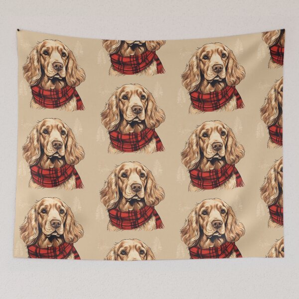 Item preview, Clumber Spaniel Christmas Plaid Watercolor designed and sold by rafaeltto.