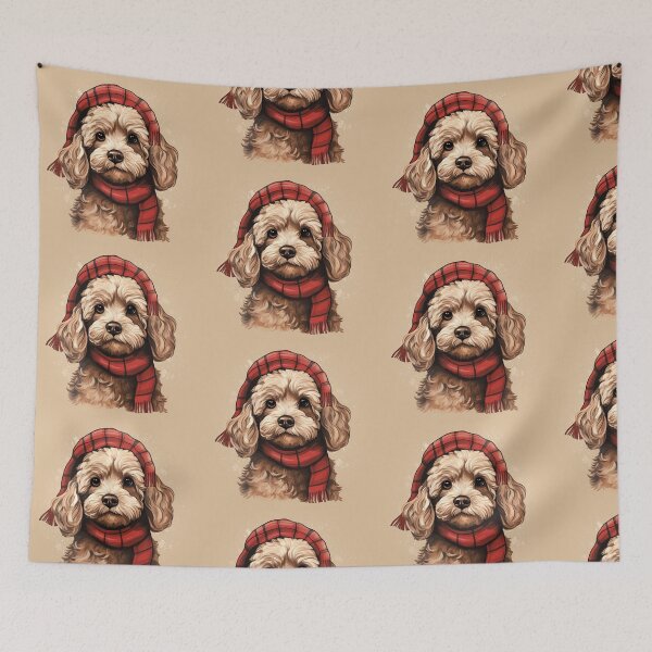 Item preview, Cockapoo Christmas Plaid Watercolor designed and sold by rafaeltto.