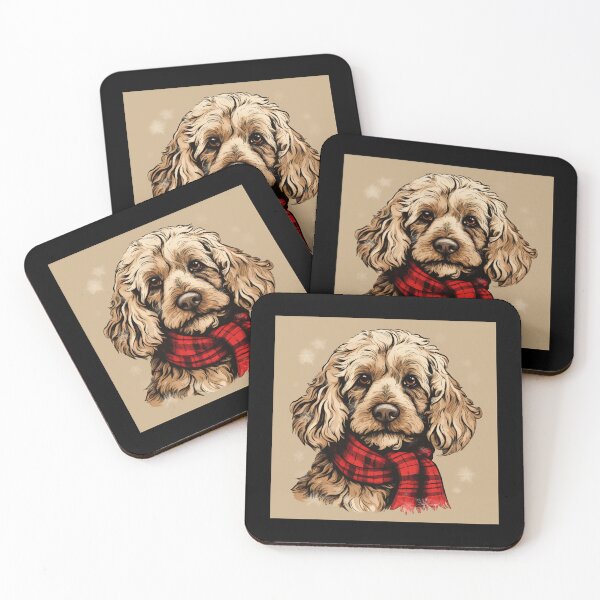 Item preview, Cockapoo Christmas Plaid Watercolor designed and sold by rafaeltto.