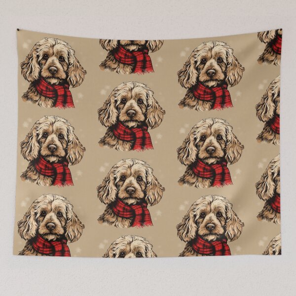 Item preview, Cockapoo Christmas Plaid Watercolor designed and sold by rafaeltto.