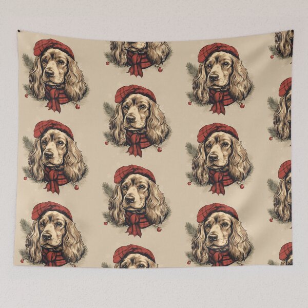 Item preview, Cocker Spaniel Christmas Plaid Watercolor designed and sold by rafaeltto.