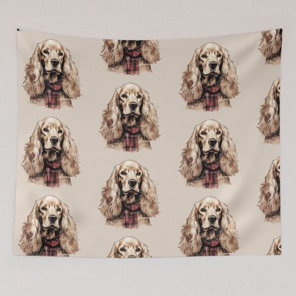 Item preview, Cocker Spaniel Christmas Plaid Watercolor designed and sold by rafaeltto.
