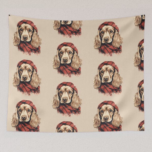 Item preview, Cocker Spaniel Christmas Plaid Watercolor designed and sold by rafaeltto.