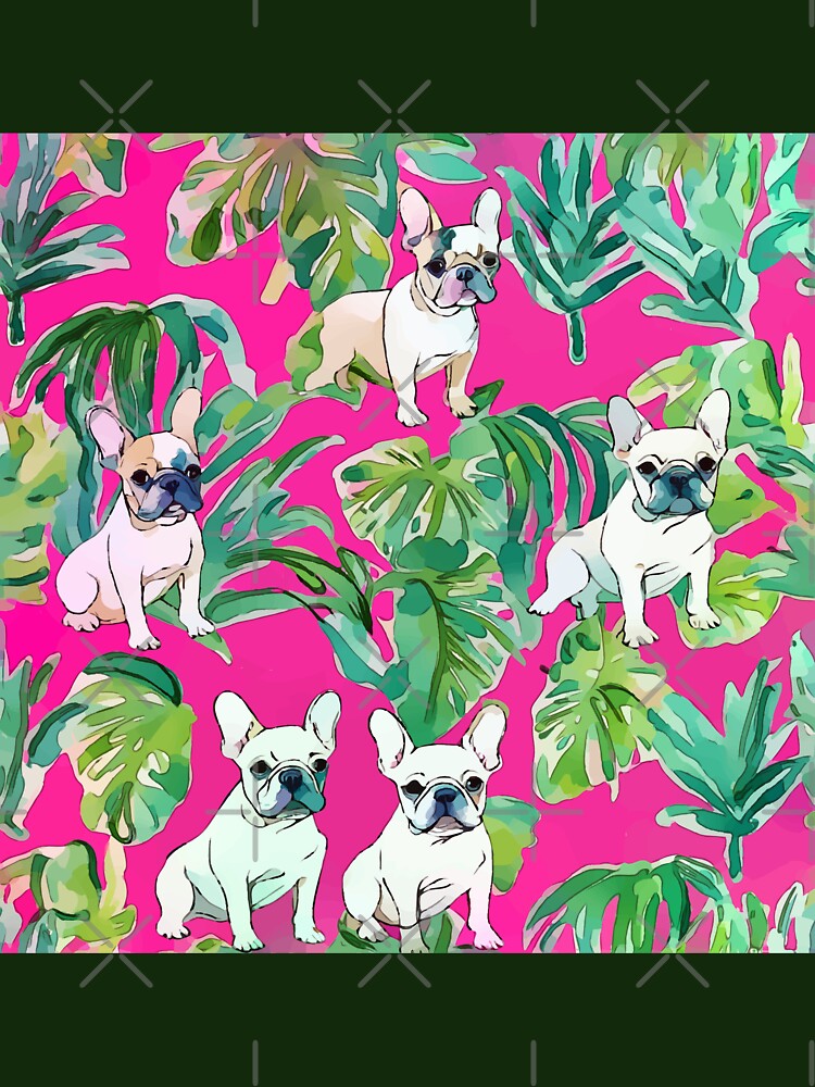 Preppy French bulldogs and palm leaves on hot pink Classic T-Shirt for  Sale by SophieClimaArt