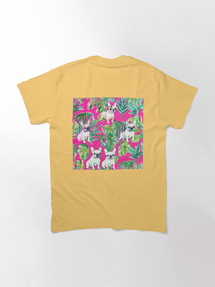 Preppy French bulldogs and palm leaves on hot pink Classic T-Shirt for  Sale by SophieClimaArt