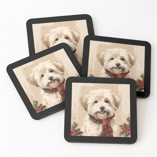 Item preview, Coton de Tulear Christmas Plaid Watercolor designed and sold by rafaeltto.