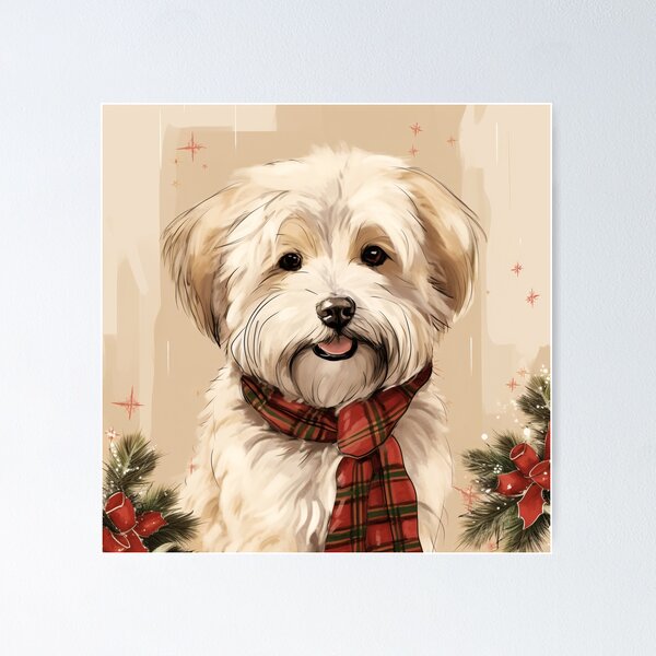 Item preview, Coton de Tulear Christmas Plaid Watercolor designed and sold by rafaeltto.