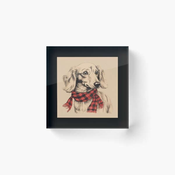 Artikelvorschau, Cream Dachshund Christmas Plaid Watercolor entworfen und verkauft von rafaeltto.