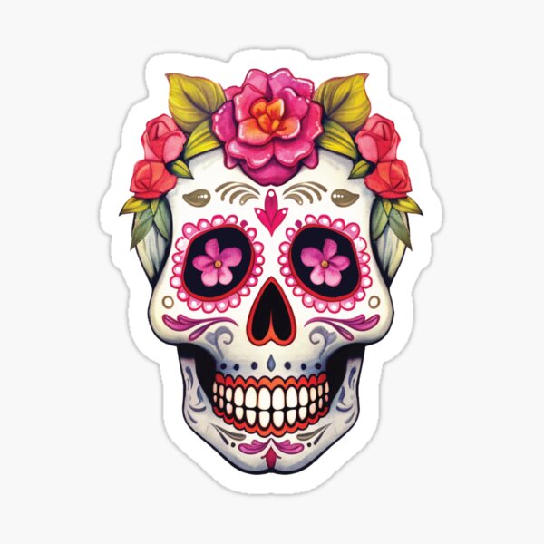 Dia de los Muertos Skull - Day of the Dead Sugar Skull Sticker