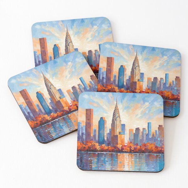 Item preview, New York Skyline in Autumn Impressionist Painting designed and sold by AgathaZolastore.