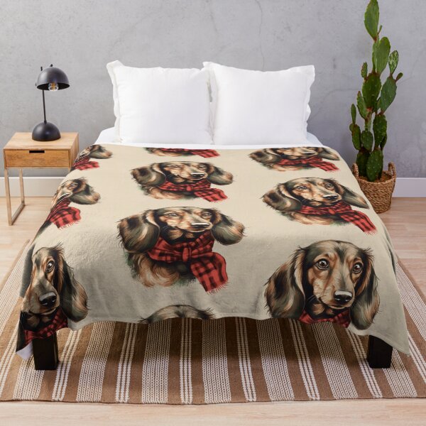 Artikelvorschau, Dachshund Christmas Plaid Watercolor entworfen und verkauft von rafaeltto.