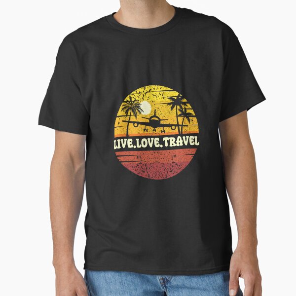 Item preview, Live Love Travel: Vintage Beach Vibes - Retro Sunrise Design - Catch Flights designed and sold by Sun Sand & Sea Art.