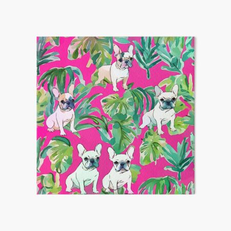 Preppy French bulldogs and palm leaves on hot pink Classic T-Shirt for  Sale by SophieClimaArt