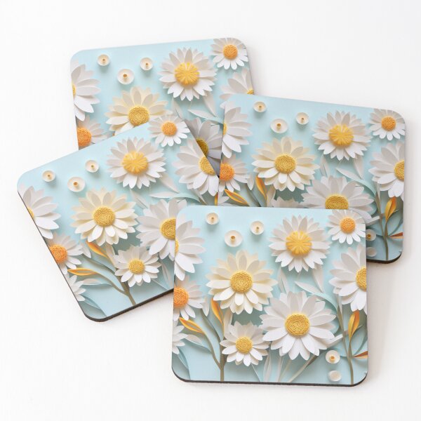 Item preview, Daisy Flowers with a Light Blue Background, Made from Cut Paper   designed and sold by helloPC.