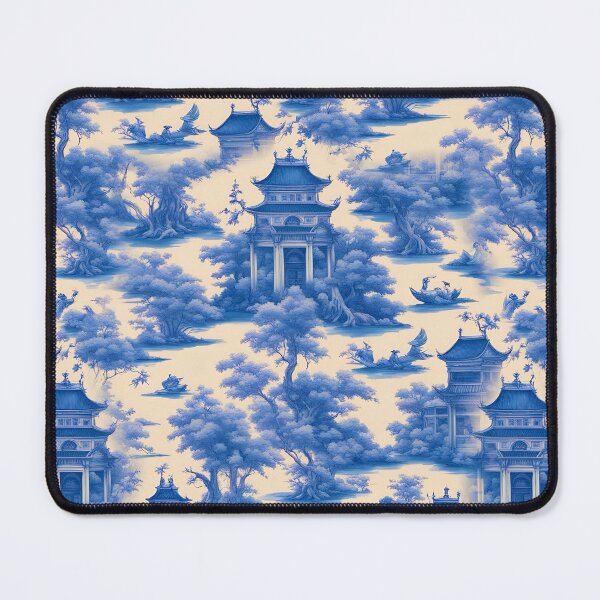 Item preview, Traditional style blue and white chinoiserie toile designed and sold by SophieClimaArt.