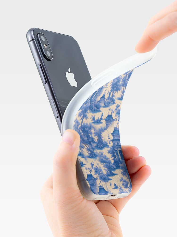 Traditional style blue and white chinoiserie toile iPhone Case