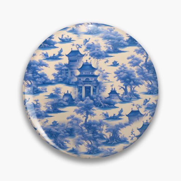 Item preview, Traditional style blue and white chinoiserie toile designed and sold by SophieClimaArt.