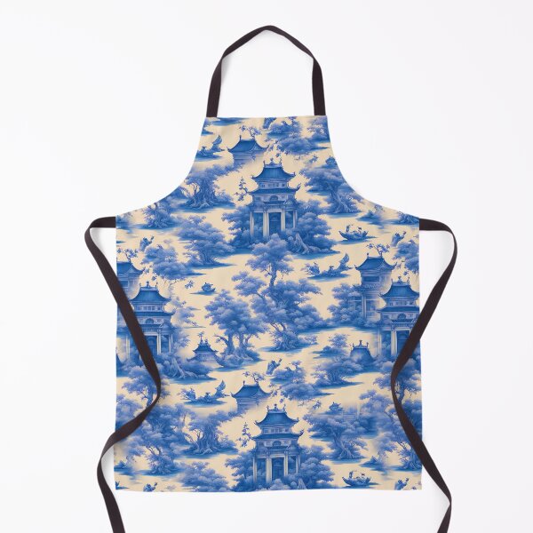 Item preview, Traditional style blue and white chinoiserie toile designed and sold by SophieClimaArt.