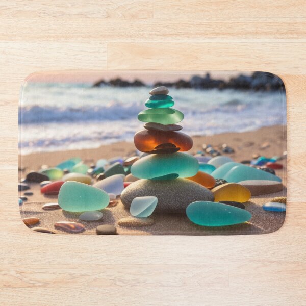 Item preview, Seaglass Stones on Sandy Beach designed and sold by Posivibez Designs.