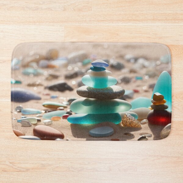 Item preview, Seaglass Stones on Sandy Beach designed and sold by Posivibez Designs.
