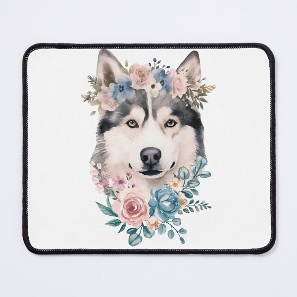 Item preview, Cute Husky with flowers designed and sold by amaria56.