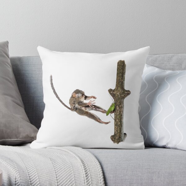 Tarsier Hunting Throw Pillow