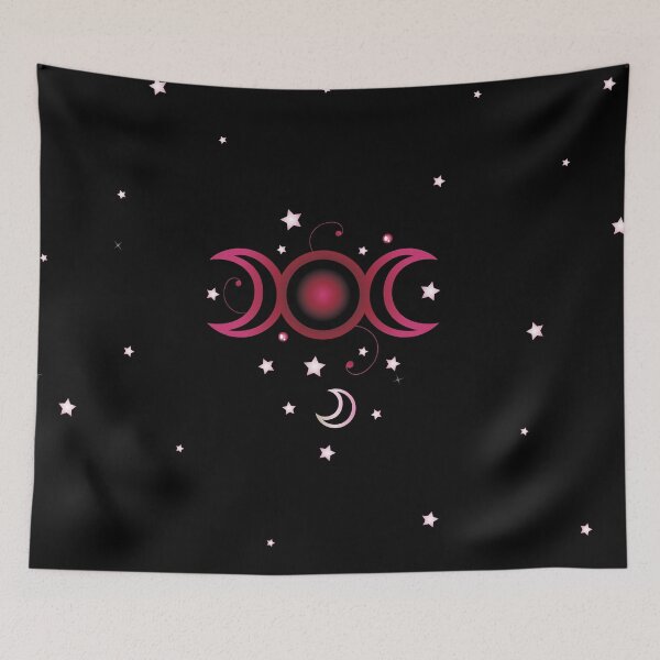 Item preview, Triple moon with stars. Pagan Art. Pink. designed and sold by Christine Krahl.