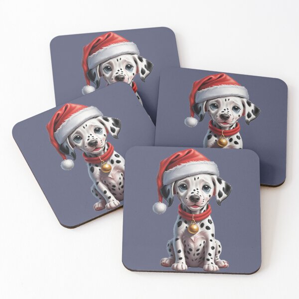 Item preview, Merry Christmas. Dalmation puppy wearing a santa hat designed and sold by Gilby-Designs.