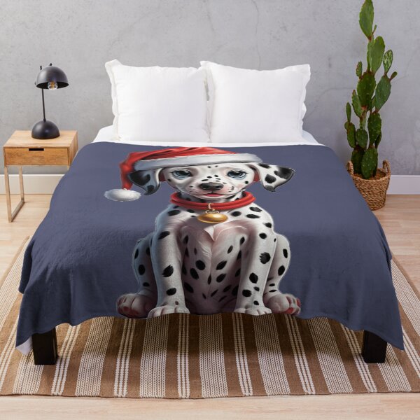 Item preview, Merry Christmas. Dalmation puppy wearing a santa hat designed and sold by Gilby-Designs.