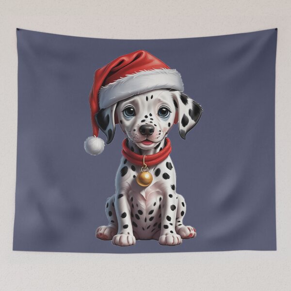 Item preview, Merry Christmas. Dalmation puppy wearing a santa hat designed and sold by Gilby-Designs.