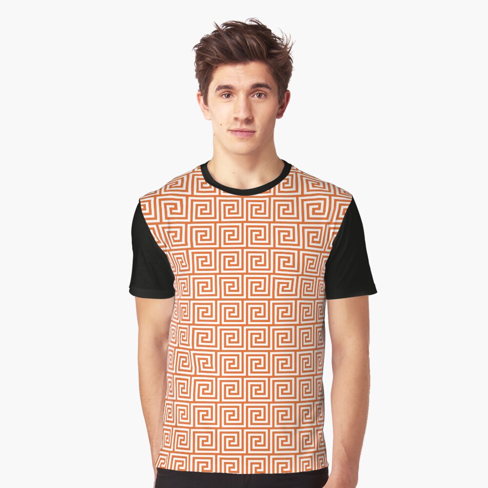 Geometric Pattern: Key Spiral: Orange Graphic T-Shirt