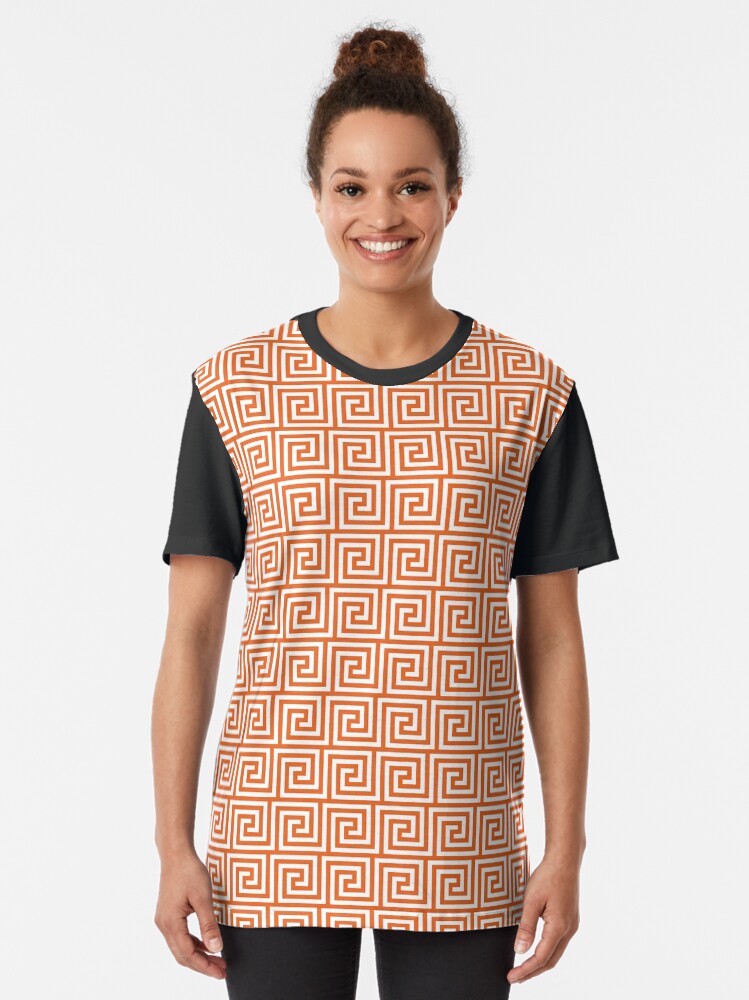Alternate view of Geometric Pattern: Key Spiral: Orange Graphic T-Shirt
