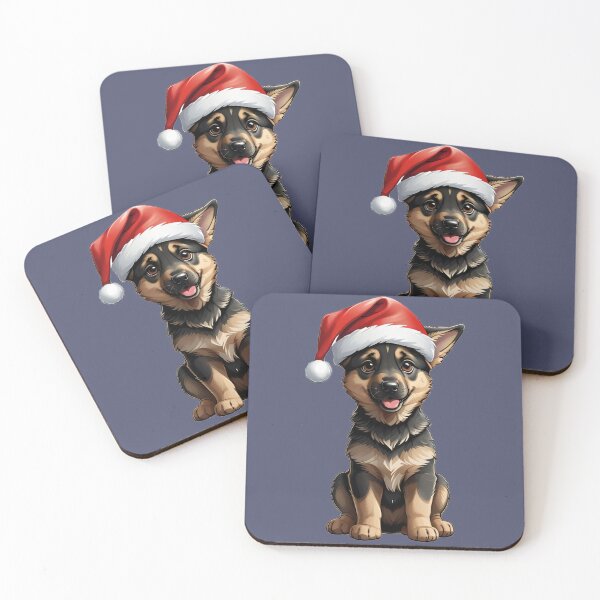 Item preview, Merry Christmas. German Shephard Puppy wearing a santa hat designed and sold by Gilby-Designs.
