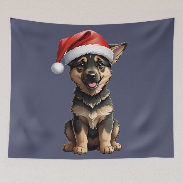 Item preview, Merry Christmas. German Shephard Puppy wearing a santa hat designed and sold by Gilby-Designs.