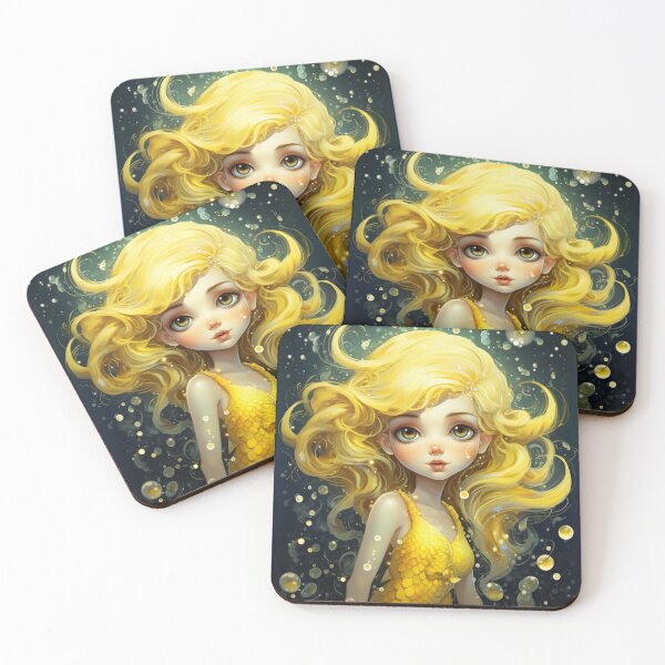 Item preview, A cartoon yellow mermaid girl  designed and sold by aiphotosart.
