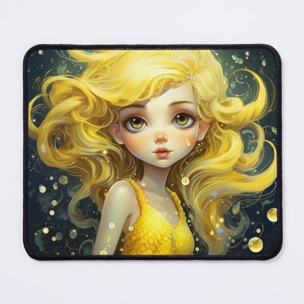 Item preview, A cartoon yellow mermaid girl designed and sold by aiphotosart.