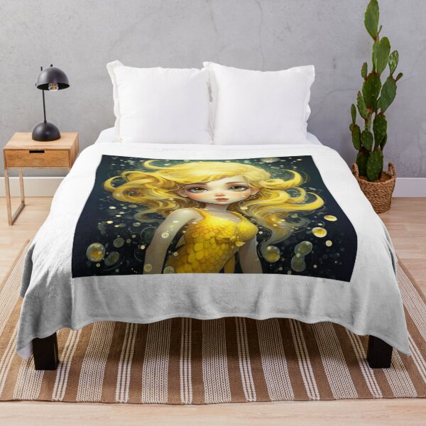 Item preview, A cartoon yellow mermaid girl  designed and sold by aiphotosart.