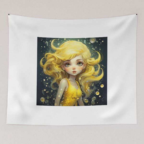 Item preview, A cartoon yellow mermaid girl  designed and sold by aiphotosart.